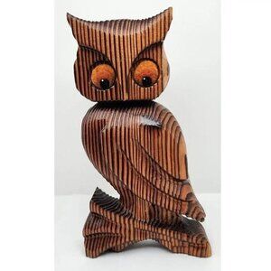 Vintage Green Mountain Wood Owl Wall Hanging, 1970s